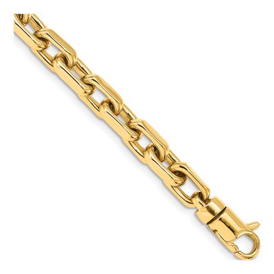 10K Yellow Gold 7mm Cable Fancy Link Chain Bracelet