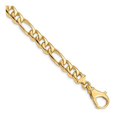 10K Yellow Gold 8.5mm Figaro Fancy Link Chain Bracelet