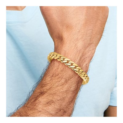 10K Yellow Gold 10.75mm Curb Fancy Link Chain Bracelet – view 5