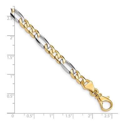 10K Two-Tone Gold 5.8mm Figaro Fancy Link Chain Bracelet – view 2