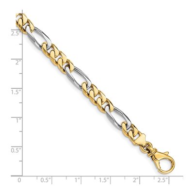 10K Two-Tone Gold 6.1mm Figaro Fancy Link Chain Bracelet – view 2