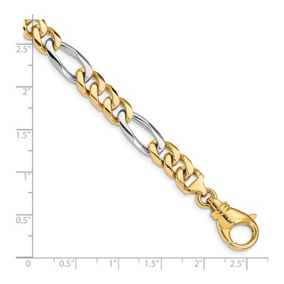 10K Two-Tone Gold 7.85mm Figaro Fancy Link Chain Bracelet – view 2