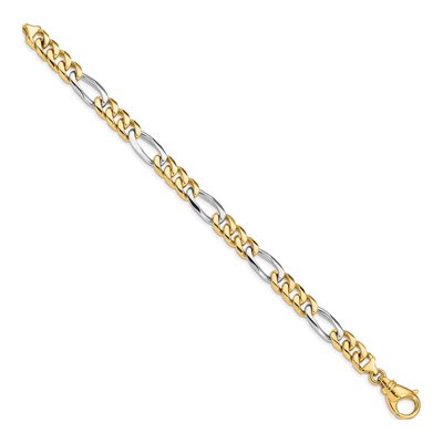 10K Two-Tone Gold 7.85mm Figaro Fancy Link Chain Bracelet – view 3