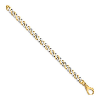 10K Two-Tone Gold 8mm Curb Fancy Link Chain Bracelet – view 3