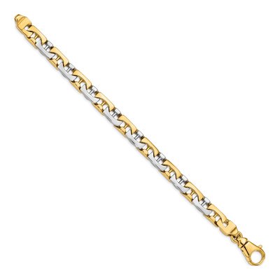 10K Two-Tone Gold 8.5mm Fancy Link Chain Bracelet – view 3