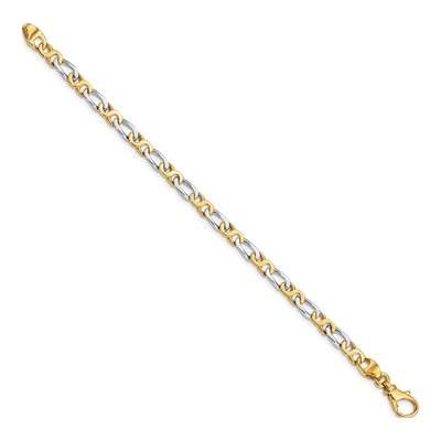 10K Two-Tone Gold 4.8mm Fancy Link Chain Bracelet – view 3