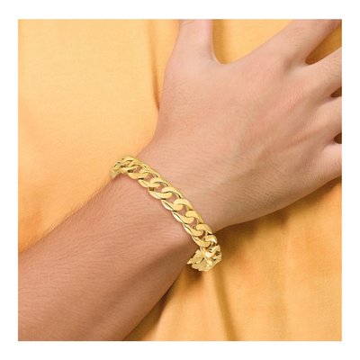 10K Yellow Gold 11mm Fancy Curb Chain Bracelet – view 5