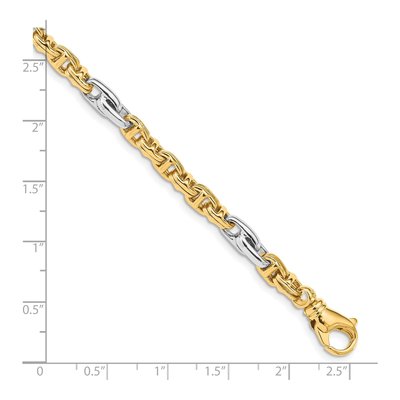 10K Two-Tone Gold 5.38mm Fancy Link Chain Bracelet – view 2