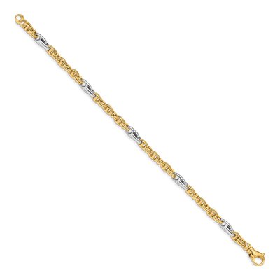 10K Two-Tone Gold 5.38mm Fancy Link Chain Bracelet – view 3