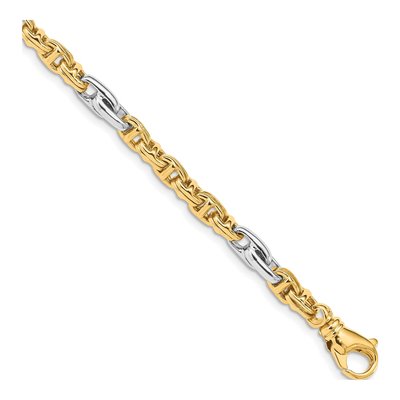10K Two-Tone Gold 5.38mm Fancy Link Chain Bracelet