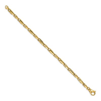 10K Yellow Gold 5mm Fancy Link Chain Bracelet – view 3