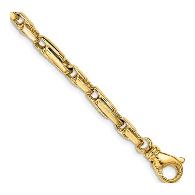 10K Yellow Gold 5mm Fancy Link Chain Bracelet