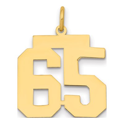 10K Yellow Gold Number 65 Charm