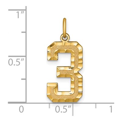 10K Yellow Gold Diamond-Cut Number 3 Charm – view 4