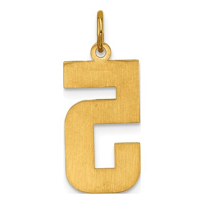 10K Yellow Gold Diamond-Cut Number 5 Charm – view 5