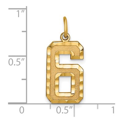 10K Yellow Gold Diamond-Cut Number 6 Charm – view 4