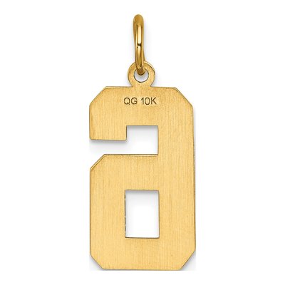 10K Yellow Gold Diamond-Cut Number 6 Charm – view 5