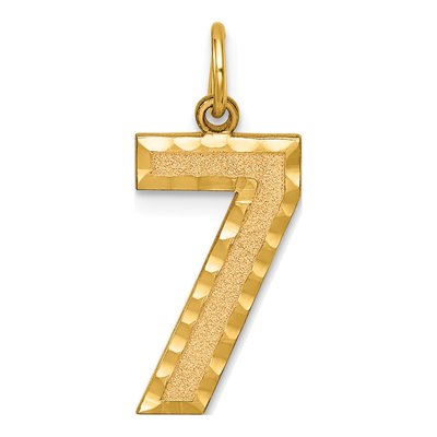 10K Yellow Gold Diamond-Cut Number 7 Charm