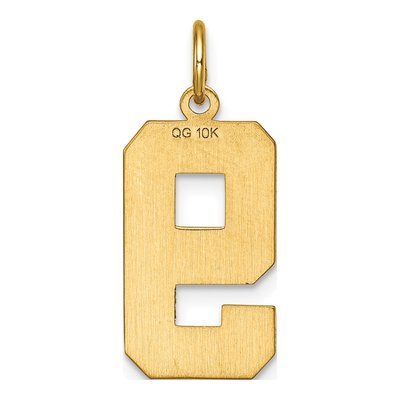 10K Yellow Gold Diamond-Cut Number 9 Charm – view 5