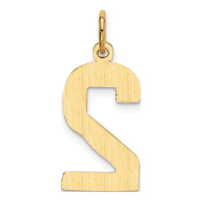 10K Yellow Gold Large Number 2 Pendant – view 5