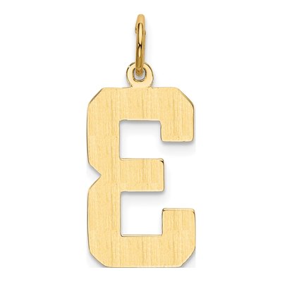 10K Yellow Gold Large Number 3 Pendant – view 5