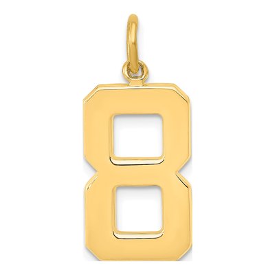 10K Yellow Gold Large Number 8 Charm