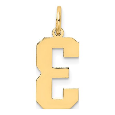 10K Yellow Gold Number 3 Charm – view 5