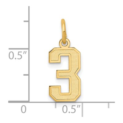 10K Yellow Gold Small Number 3 Pendant – view 4