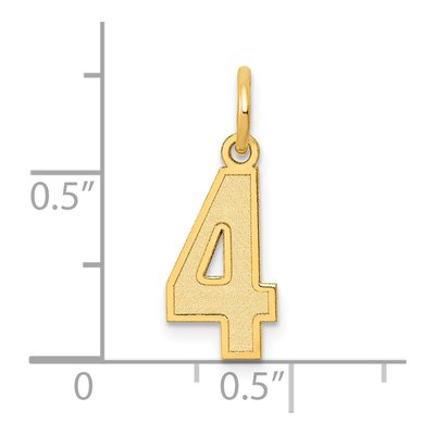 10K Yellow Gold Small Number 4 Pendant – view 4