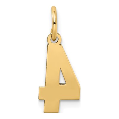 10K Yellow Gold Small Number 4 Pendant – view 5