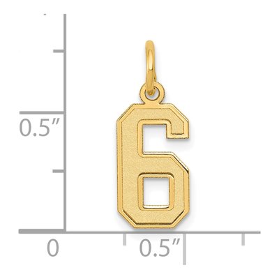 10K Yellow Gold Small Number 6 Charm – view 4
