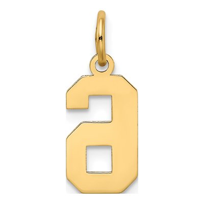 10K Yellow Gold Small Number 6 Charm – view 5