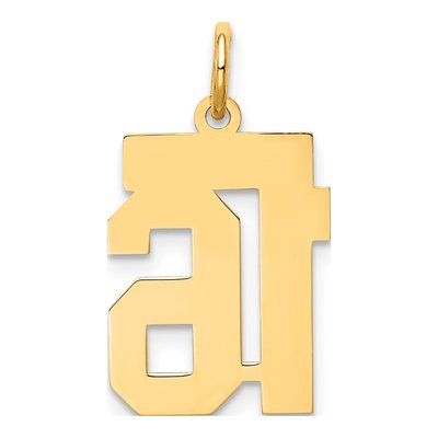 10K Yellow Gold Small Number 16 Charm – view 4