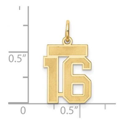 10K Yellow Gold Small Number 16 Charm – view 5