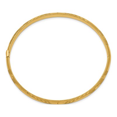 10K Yellow Gold Diamond-Cut Hinged Bangle Bracelet – view 2