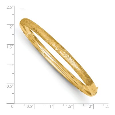 10K Yellow Gold Diamond-Cut Hinged Bangle Bracelet – view 3