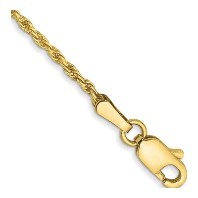 10K Yellow Gold 1.3mm Diamond-Cut Rope Chain Bracelet
