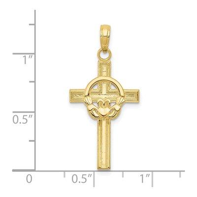10K Yellow Gold Claddagh Cross Pendant – view 4