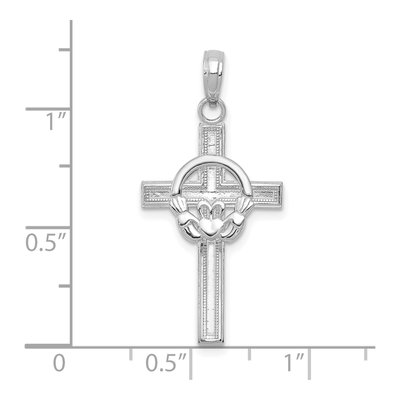 10K White Gold Claddagh Cross Pendant – view 4