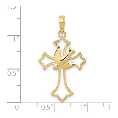 10K Yellow Gold Cut-Out Dove Cross Pendant – view 4