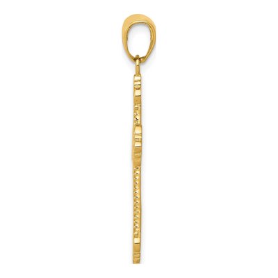 10K Yellow Gold Filigree Fleur de Lis Cross Charm – view 3