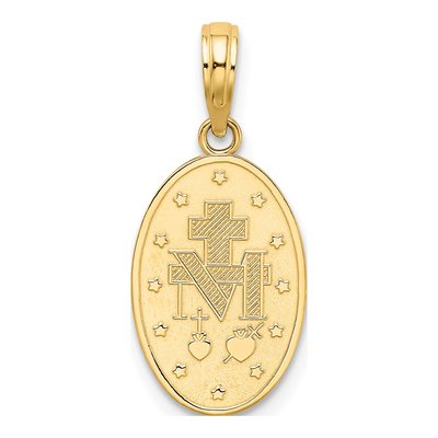 10K Yellow Gold Oval Miraculous Medal Pendant – view 4