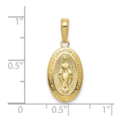 10K Yellow Gold Oval Miraculous Medal Pendant – view 5