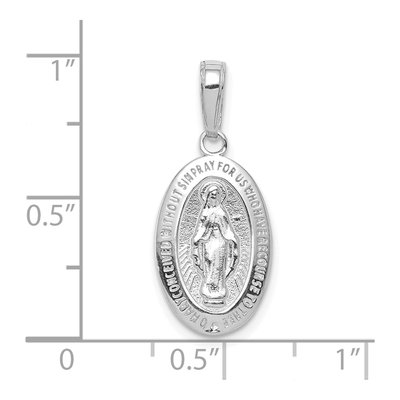 10K White Gold Oval Miraculous Medal Pendant – view 2