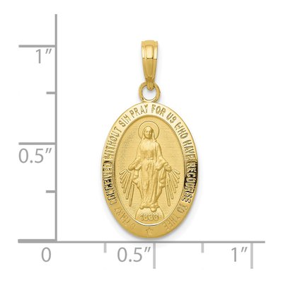 10K Yellow Gold Oval Miraculous Medal Pendant – view 4