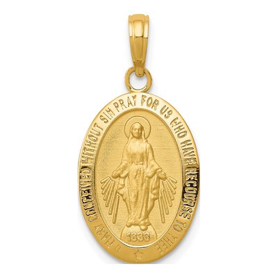 10K Yellow Gold Oval Miraculous Medal Pendant