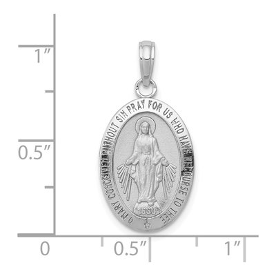 10K White Gold Oval Miraculous Medal Pendant – view 3