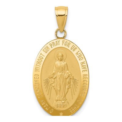 10K Yellow Gold Oval Miraculous Medal Pendant