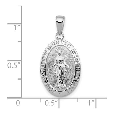 10K White Gold Oval Miraculous Medal Pendant – view 3