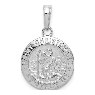 10K White Gold Saint Christopher Medal Charm